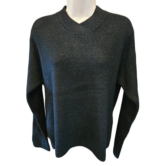 Gap S black glitter sparkle metallic knit winter glitz sweater EUC warm smalll - Picture 1 of 7